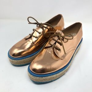 John fluevog 8 mens/10 womens Martin rosegold platform espadrille